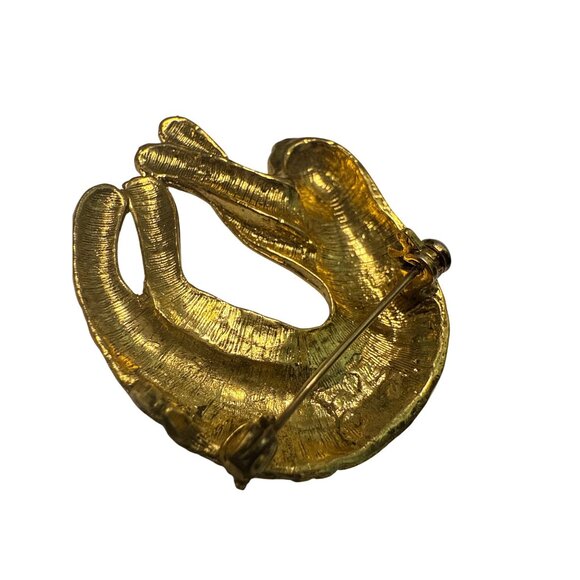 Gold-Tone Leopard Brooch Pin Vintage Style Textured Metal Animal Jewelry - Picture 4 of 6